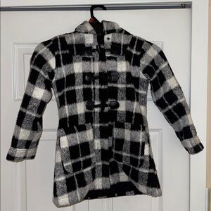 Madden Girl Black and White Plaid Pea Coat